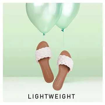 YULVSHOE Women's Braided Flat Sandals Fashion Woven Open Toe Slip On Slides Strappy Beach Sandals Slippers For Summer White Slides Size 6