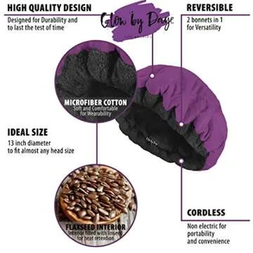 Glow by Daye Cordless Deep Conditioning Thermal Heat Cap, Microwavable Heat Therapy for Hair, Portable, Reversible Grape