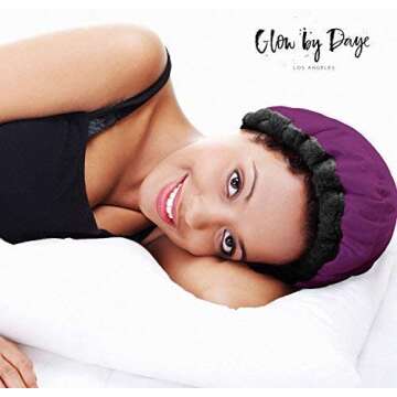 Glow by Daye Cordless Deep Conditioning Thermal Heat Cap, Microwavable Heat Therapy for Hair, Portable, Reversible Grape