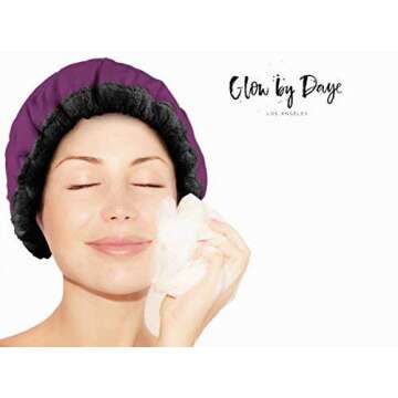 Glow by Daye Cordless Deep Conditioning Thermal Heat Cap, Microwavable Heat Therapy for Hair, Portable, Reversible Grape