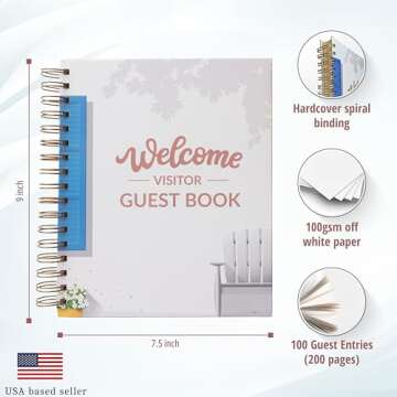 Paper 'n Such Guest Book for Rental House - Vacation Home - Short Term Rentals, Host Essentials, Spi...