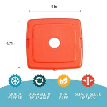 Cool Coolers By Fit & Fresh 4 Pack Slim Ice Packs, Quick Freeze Space Saving Reusable Ice Packs for Lunch Boxes or Coolers, Multi Colored, 2 Packs of 4