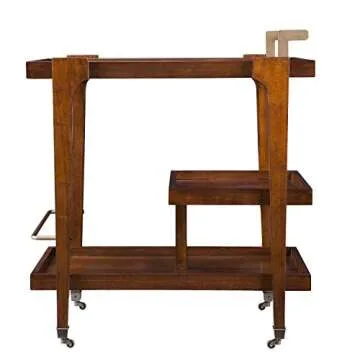 SEI Furniture Holly & Martin Zhori Midcentury Modern 3-Tier Bar cart, Dark Tobacco/Aged Brass