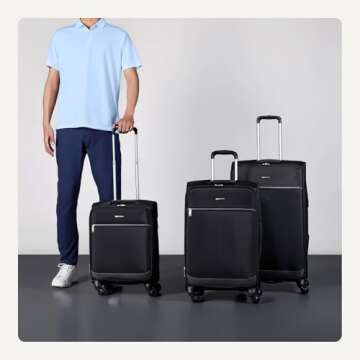 Amazon Basics Softside Suitcase Set - Expandable Travel Luggage