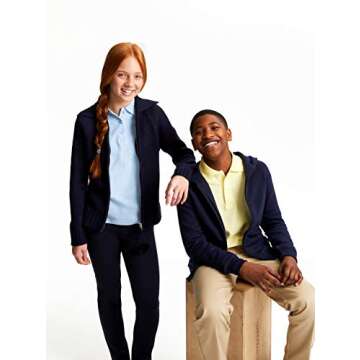 French Toast boys Fleece Hooded Sweatshirt School Uniform Coat, Navy, 14-16 US