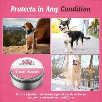 Whiskeroo Dog Paw Balm – Natural Paw Protector with Mango Butter & Tea Tree Oil, Repairs Dry, Cracked Paws – Lick-Safe, Ideal for Winter, Hot Pavement & Rough Terrain (2 oz)