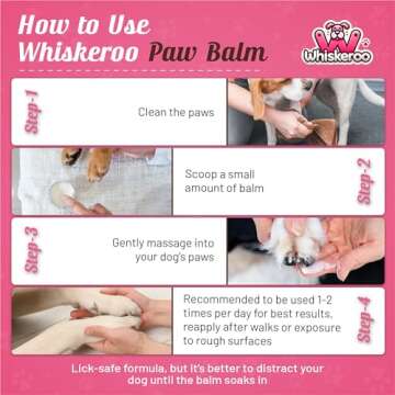 Whiskeroo Dog Paw Balm – Natural Paw Protector with Mango Butter & Tea Tree Oil, Repairs Dry, Cracked Paws – Lick-Safe, Ideal for Winter, Hot Pavement & Rough Terrain (2 oz)