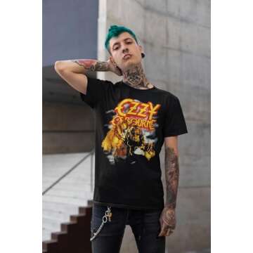 Ozzy Osbourne Bark at The Moon Mens Black Short Sleeve T Shirt 80s Rock Vintage Style Rock Graphic Tees