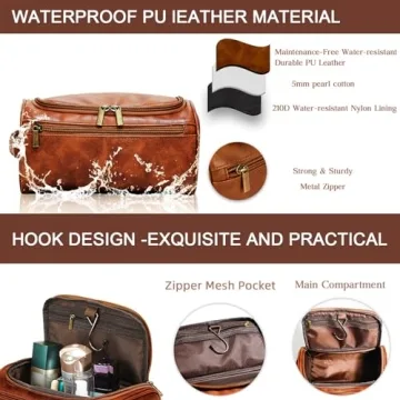 Personalized Leather Toiletry Bag for Men