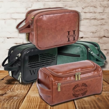 Personalized Leather Toiletry Bag for Men