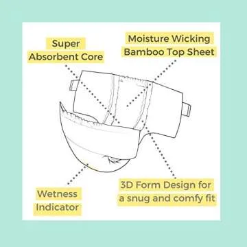 Andy Pandy Bamboo Disposable Diapers Small, White, 8-16 lbs, 36 Count