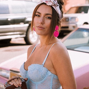 Boho Raffia Dangle Earrings for Summer Beach Style