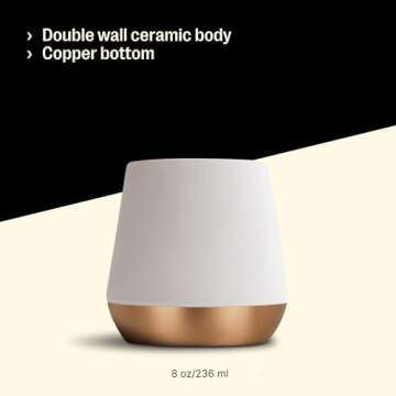 Fellow Joey Double Wall Ceramic Coffee Mug - Refined and Sophisticated, Matte White, Single 8 oz Cup