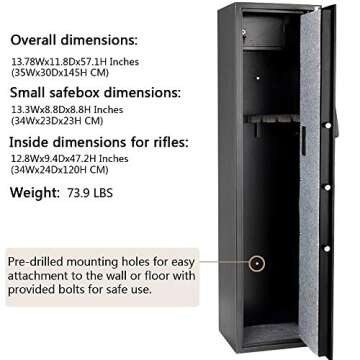 Secure FCH Black Rifle Safe - 5 Gun Locker with Alarm