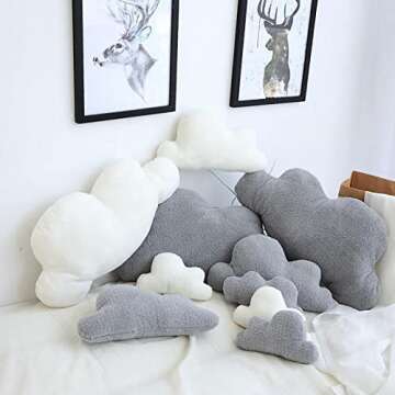 Zxmxh 15 Inch Lovely Cloud Pillow Clouds Shaped Throw Pillows,Soft Velvet Plush Waist Rest Cushion B...