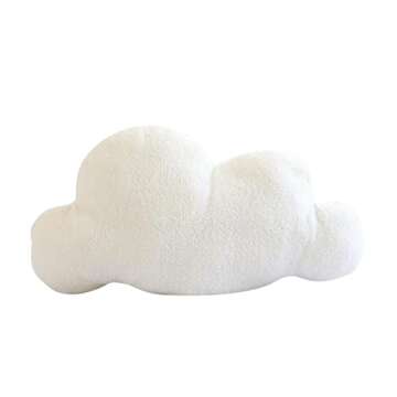 Zxmxh 15 Inch Lovely Cloud Pillow Clouds Shaped Throw Pillows,Soft Velvet Plush Waist Rest Cushion Bedrest Reading Pillows Chair Back Sofa Cushion Bedroom Office Car (White)