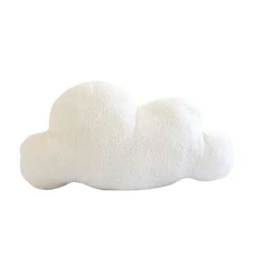 Zxmxh 15 Inch Lovely Cloud Pillow Clouds Shaped Throw Pillows,Soft Velvet Plush Waist Rest Cushion Bedrest Reading Pillows Chair Back Sofa Cushion Bedroom Office Car (White)