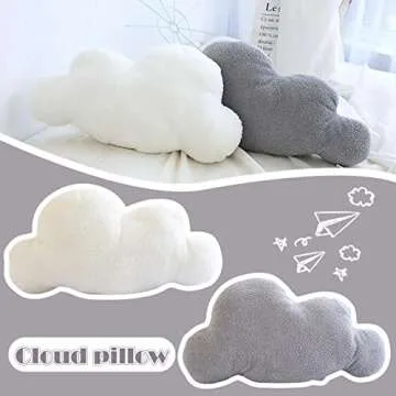 Zxmxh 15 Inch Lovely Cloud Pillow Clouds Shaped Throw Pillows,Soft Velvet Plush Waist Rest Cushion Bedrest Reading Pillows Chair Back Sofa Cushion Bedroom Office Car (White)