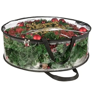 CINPIUK Clear Wreath Storage Bag – 24 Inch Heavy Duty Wreath Protector for Holidays