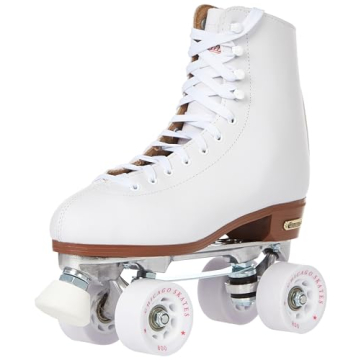 CHICAGO Skates Deluxe Leather Lined Rink Skate for Ladies and Girls - White, Size 8