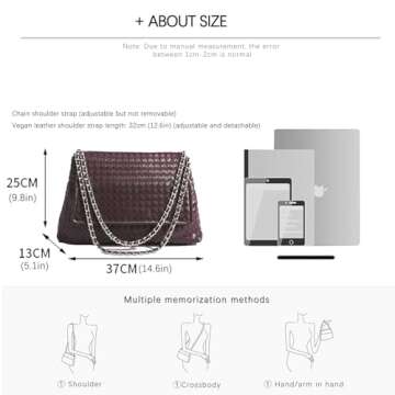 Woven Bag for Women, Vegan Leather Tote Bag Summer Beach Handbag Purse Retro Handmade Travel Shoulder Bag (Grape Purple)