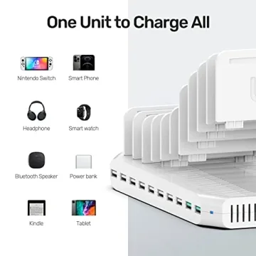 Unitek 96W 10-Port USB Charging Dock for Fast Charging