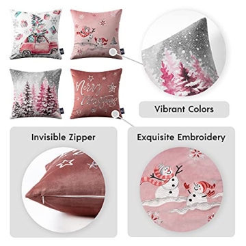 Velvet Christmas Pillow Covers Set Perfect for Holidays