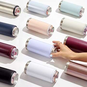 Maars Skinny Can Cooler for Slim Beer & Hard Seltzer | Stainless Steel 12oz Sleeve, Double Wall Vacuum Insulated Drink Holder - Glitter Lilac