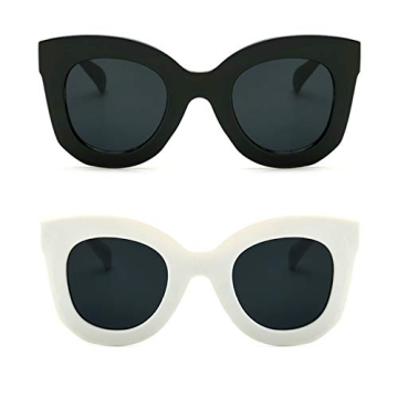 Freckles Mark Thick Fashion Butterfly Sunglasses for Women - Trendy Round Cat Eye Sun Glasses (Black...