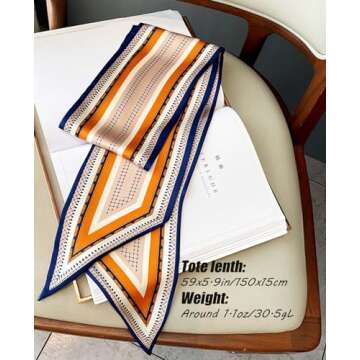 Hioyiwse Head Scarf Hair Neck Scarves For Women Purse Bag Scarfs For Handbags Silky Long Thin Satin Headscarf Fashion Lightweight 59 * 5.9inch B20