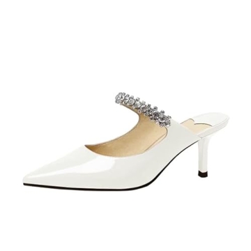 Elegant Jimishow Rhinestone Mule Heels for Women