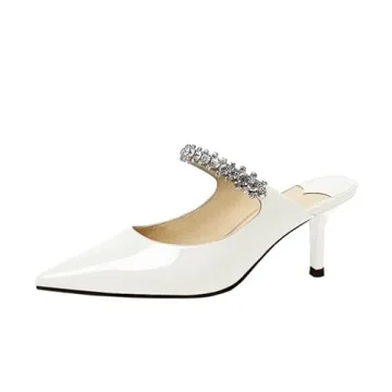 Elegant Jimishow Rhinestone Mule Heels for Women