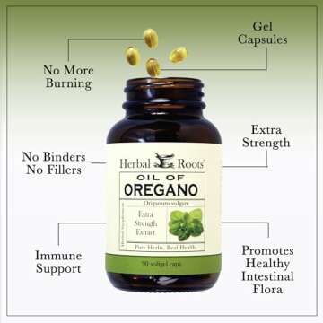 Herbal Roots Oil of Oregano - Made from Mediterranean Oregano Oil - 90 Easy to Swallow Softgel Capsules - Extra Strength 150mg