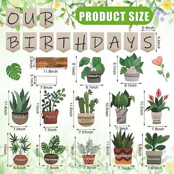 Thyle 104 Pcs Happy Birthday Bulletin Board Set Boho Plants Birthday Bulletin Board Classroom Wall D...
