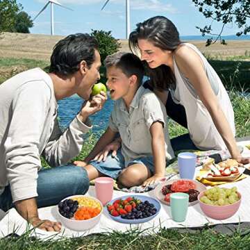 Wheat Straw Dinnerware Sets for 4, Wheat Straw Plates and Bowls Sets Kitchen Dishes 28pcs College Dorm Room Essentials Cutlery Set Microwave Safe (Colorful)