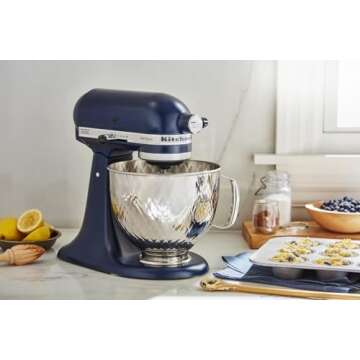 KitchenAid 5 Quart Stainless Steel Bowl for all KitchenAid 4.5-5 Quart Tilt-Head Stand Mixers KSM5SSBQB, Quilted Stainless