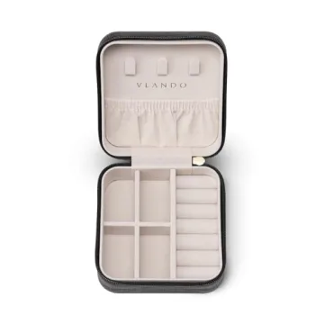 Vlando Faux Leather Travel Jewelry Box for Rings and Necklaces