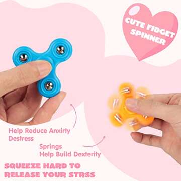JOYIN 20 Pack Valentines Cards with Fidget Spinner and Red Prefilled Hearts, Stress Relief Hand Finger Spinner Fidget Toys for Boys Kids Valentine’s Day Party Favor, School Classroom Exchange Prizes