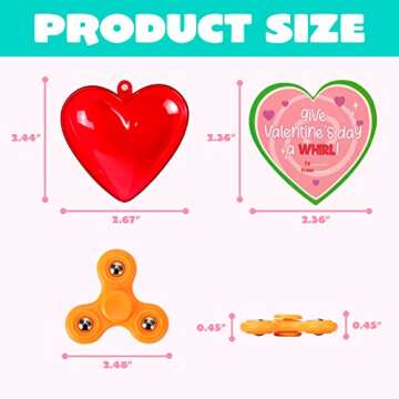 JOYIN 20 Pack Valentines Cards with Fidget Spinner and Red Prefilled Hearts, Stress Relief Hand Finger Spinner Fidget Toys for Boys Kids Valentine’s Day Party Favor, School Classroom Exchange Prizes