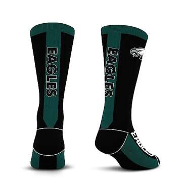 For Bare Feet NFL PHILADELPHIA EAGLES MVP Crew Sock Team Color Large