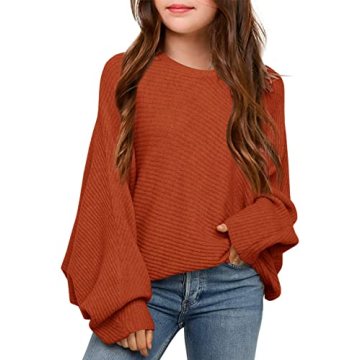 Mafulus Girl's Oversized Fall Sweater - Cute & Cozy Pullover, 5-14T