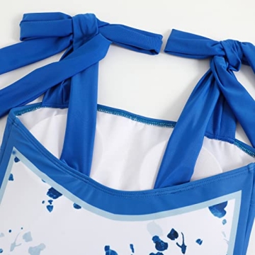 Women's Floral Bathing Suit with Floral Sarong Skirt Sleeveless Floral Print Swimear Tummy Control Swimsuit with Cover Up Wrap Skirt Bathing Suits Summer Cover Up Vacation Outfit Royal Blue Medium