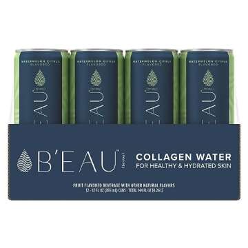 B'EAU Collagen Water, Watermelon Citrus, 12 Fl Oz, 12 Pack