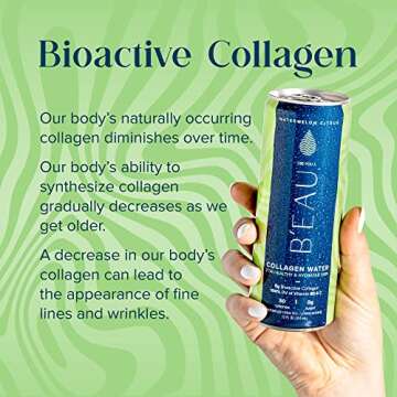 B'EAU Collagen Water, Watermelon Citrus, 12 Fl Oz, 12 Pack