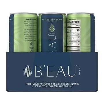 B'EAU Collagen Water, Watermelon Citrus, 12 Fl Oz, 12 Pack