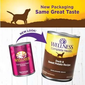 Wellness Complete Health Natural Wet Canned Dog Food, Duck & Sweet Potato, 12.5-Ounce Can (Pack of 12)