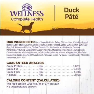 Wellness Complete Health Natural Wet Canned Dog Food, Duck & Sweet Potato, 12.5-Ounce Can (Pack of 12)