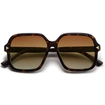 SOJOS Sunglasses for Women & Men, Square, Polarized Lens, Trendy, Oversized Shades (SJ2298, Yellow Tortoise Gold,Brown)