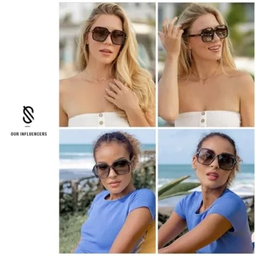 SOJOS Sunglasses for Women & Men, Square, Polarized Lens, Trendy, Oversized Shades (SJ2298, Yellow Tortoise Gold,Brown)