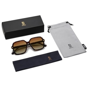 SOJOS Sunglasses for Women & Men, Square, Polarized Lens, Trendy, Oversized Shades (SJ2298, Yellow Tortoise Gold,Brown)